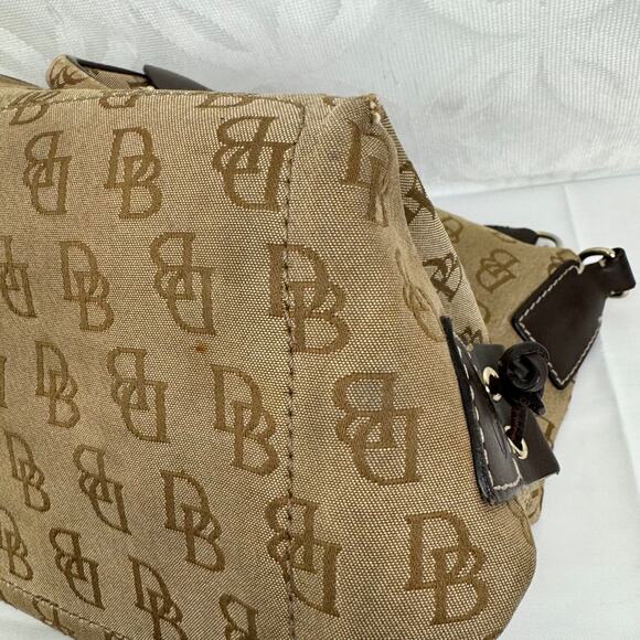 Dooney & Bourke Monogram Logo Double Pockets Canvas Leather Satchel Bag - Picture 11 of 16